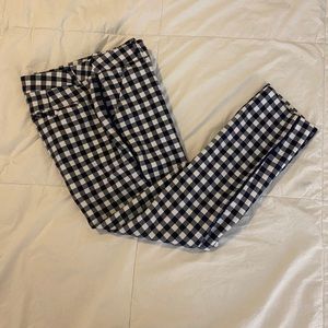 Blue & White Checkered Ankle Pants
